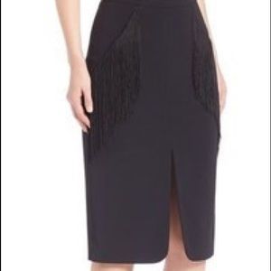 Jonathan Simkhai black fringed knee length skirt